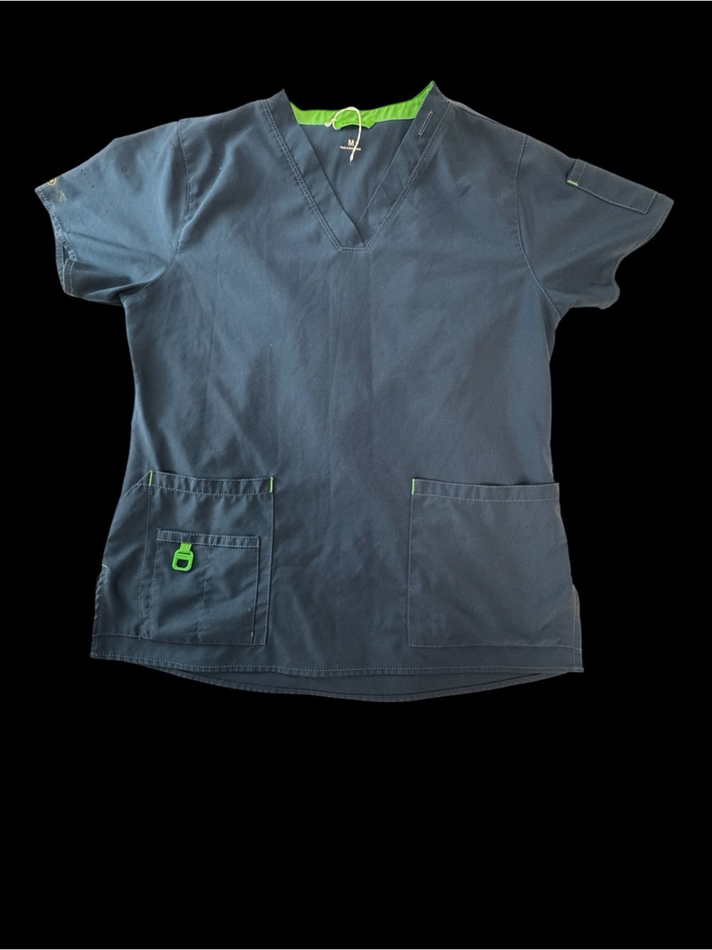 Carhartt  Navy Scrub Top with Lime Accent